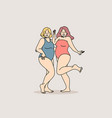 chubby girls in swimsuits acceptance their bodies vector image