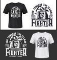 tshirt print with firefighters helmet ax ladder vector image