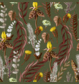 seamless pattern with tropical and wild flowers vector image