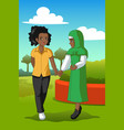 two teenagers in a park vector image
