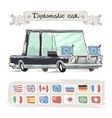 diplomatic car with flags set vector image vector image