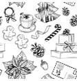 seamless pattern with set of christmas decoration vector image