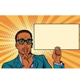 african businessman asking for silence billboard vector image