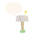 cartoon mailbox and speech bubble in retro style vector image