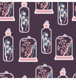 seamless pattern with hand drawn floral terrariums vector image