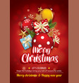 merry christmas party glass ball and gift box vector image