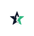 batsman playing cricket star shape concept logo vector image