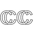 logo sign cc icon two interlaced letters c vector image vector image
