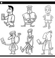 men comic characters set black and white vector image