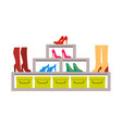racks with various pair of shoes colorful banner vector image