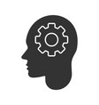 human head with cogwheel inside glyph icon vector image