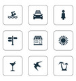 set of simple beach icons vector image
