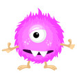 fluffy monster is pink color funny vector image vector image