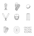cricket icons set black outline vector image vector image