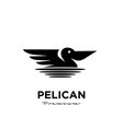 swimming black pelican logo icon isolated vector image vector image