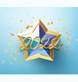 realistic shiny 3d golden inscription 2022 happy vector image vector image