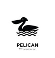swimming black pelican logo icon isolated vector image vector image