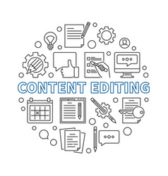 Content editing round concept outline Royalty Free Vector