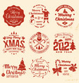 set of merry christmas and happy new year stamp vector image vector image