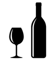 black wine bottle with glass vector image vector image