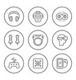 set round line icons of virtual reality vector image