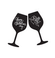 black silhouette of two glasses wine clinking vector image vector image
