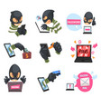 cartoon hackers at work set vector image