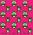 seamless pattern of a scarab beetles pink color vector image vector image