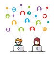 social media network people with computers vector image