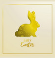 happy easter card with golden cutout rabbit vector image