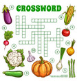 Vegetables mushrooms crossword puzzle worksheet Vector Image