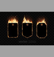 three fire frames on a dark background special vector image vector image