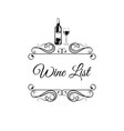 wine list with bottle glass swirls vector image vector image
