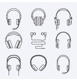 line headphones icon set vector image vector image