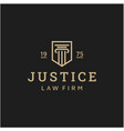 law firm symbol logo justice scale and shield icon vector image