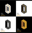 isometric set letter d black white gold palette vector image