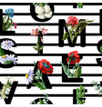 seamless pattern from font with flowers vector image