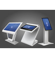 three promotional interactive information kiosk vector image