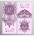vintage mandala lotus card set pink color vector image