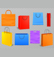 color shopping bags empty products handbag white vector image