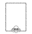 frame of thorns with two roses and a skull on its vector image vector image