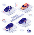 wheel replacement service isometric banner vector image