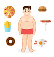 unhealthy lifestyle fat man obesity vector image