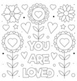 Love coloring page black and white Royalty Free Vector Image