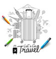 tourism and travel doodles art style vector image vector image