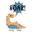 roar dinosaur funny lettering quote vector image vector image