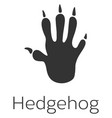 hedgehog footprint wild animal trace black stamp vector image vector image