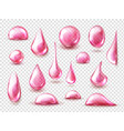 set red drops pink water juice or wine vector image vector image