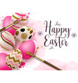 hand painted pink easter eggs and paintbrush vector image vector image