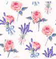 seamless pattern with roses and lavender vector image vector image